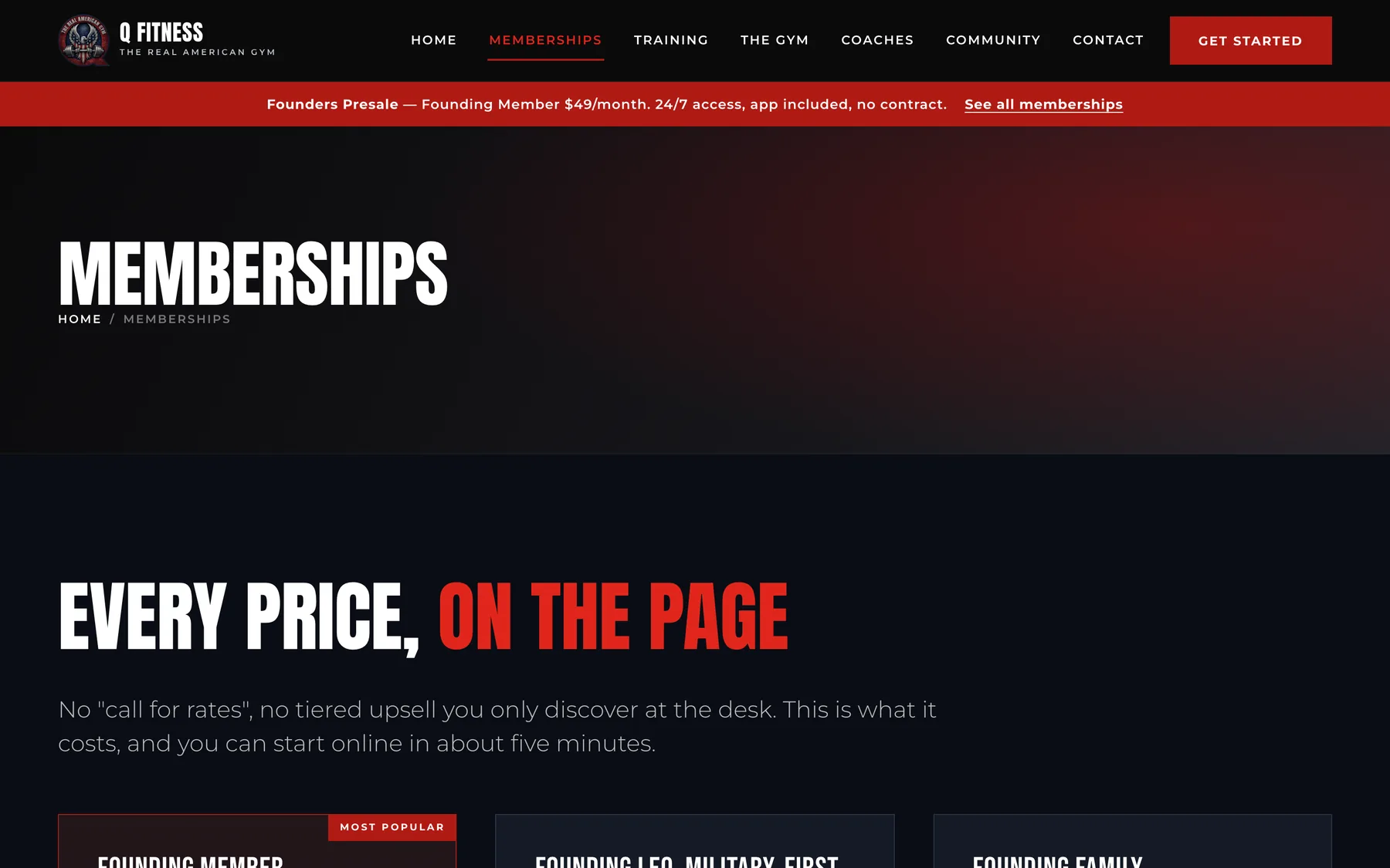 Membership tiers page